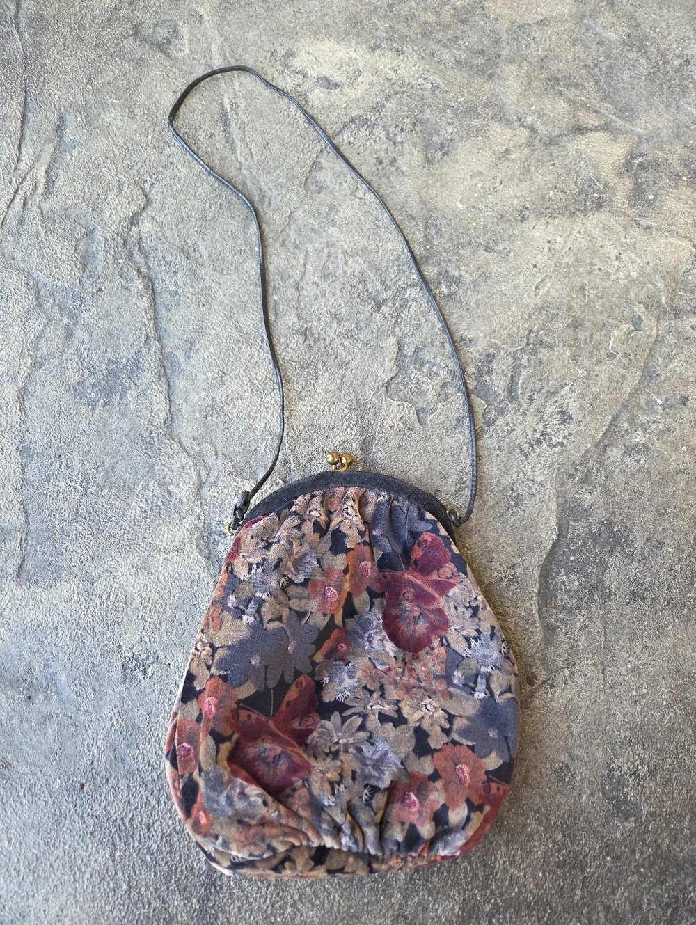 Vintage Floral Velvet Crossbody in Black, Burgundy, Gray And Sage